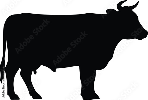 Illustrator Vector Side view of dairy cow standing silhouette