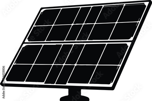Illustrator Vector Solar panel energy source power generation silhouette
