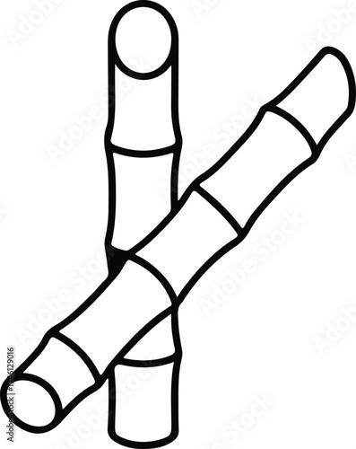 Illustrator Vector Three bamboo stalks arranged intersecting on white background silhouette
