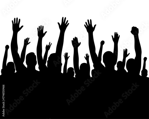 Cheering Crowd Silhouette Illustration