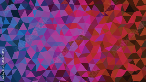 Abstract Geometric Triangle Mosaic Pattern With Gradient Color From Blue Purple To Red