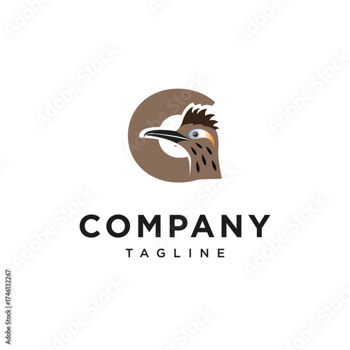 Letter G Roadrunner Bird Logo Icon Vector