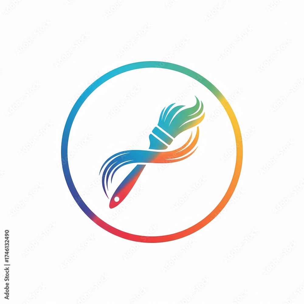 Obraz premium Vibrant Paint Brush Logo Design for Creative Services.