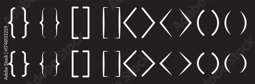 Braces or text brackets icon collection. Bracket, braces, Curly brace set. Vector illustration. parenthes  vector set  styles for design, coding, and typography
