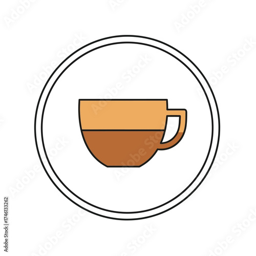Simple Coffee Cup Icon in a Circle Perfect for Café Logos and Drink Related Designs