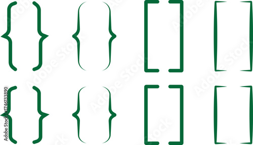 Braces or text brackets icon collection. Bracket, braces, Curly brace set. Vector illustration. parenthes  vector set  styles for design, coding, and typography
