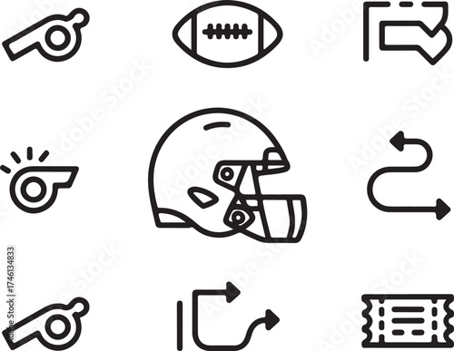 American football icons for game strategy and coaching