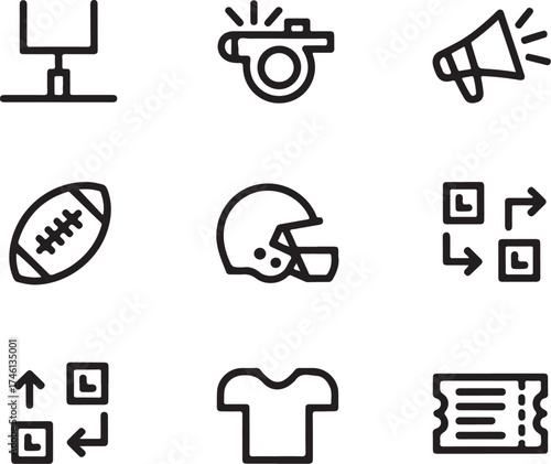 American football icons for game day planning and fan gear