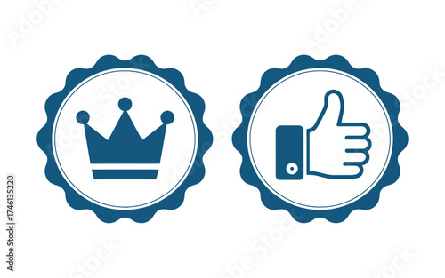 Vector art of crown and thumbs up icons quality and approval sign best choice