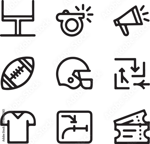 Modern American football icons for sports and events