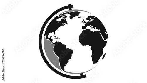 Stylized globe showing continents isolated on white background