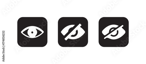 Simple eye icon, eyesight symbol, eye icon simple isolated vector sign, vision icon, see view icons, eyesight symbol,  invisible eye hide icon, Vector illustration EPS 10.