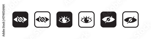 Eye icon set, eye icon for visible and invisible passwords, Eye icon vector in flat style, View, watch sign symbol, Vector illustration EPS 10.