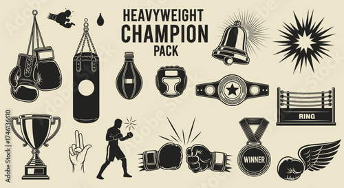 Boxing Elements and Equipment Illustration
