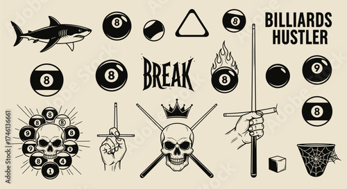 Billiards Hustler Vector Elements