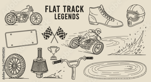 Flat Track Racing Elements Illustration