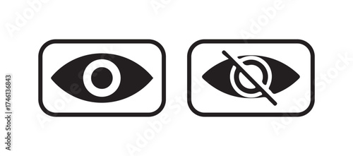 Eye icon set, eyesight symbol, Hidden icon, see view icons, Show and hide visability icon, Show password and hide password, Vector illustration EPS 10.