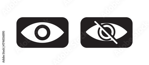 Simple eye icon, eyesight symbol, eye icon simple isolated vector sign, vision icon, see view icons, eyesight symbol,  invisible eye hide icon, Vector illustration EPS 10.