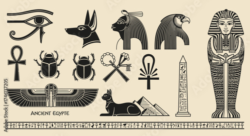 Ancient Egyptian Symbols Black and White