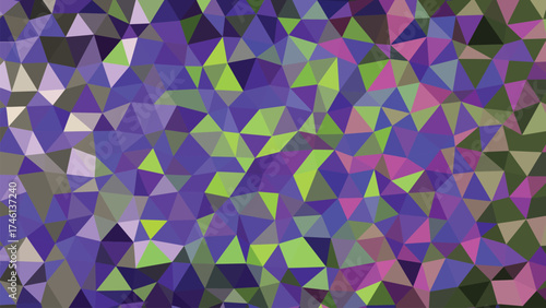 Abstract Triangle Mosaic Pattern In Purple Green Pink Colors Background Texture