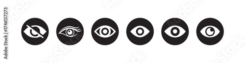 Eye icon set, Simple eye collection,  Eyesight pictogram in flat style, Eyeball Icon Silhouette, Vector illustration EPS 10.
