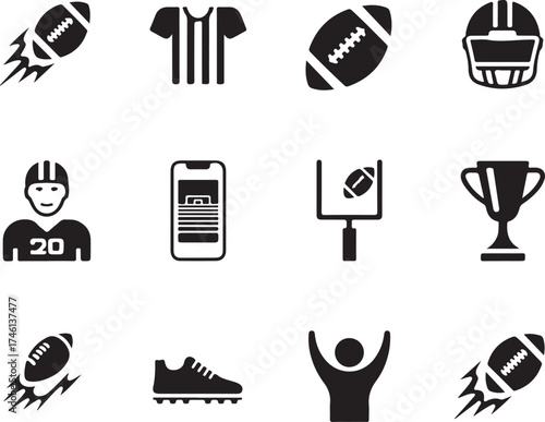 American Football Icons Victory Game Play Sport Success