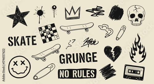 Grunge Doodle Vector Design Elements