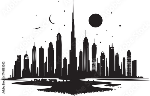 Dubai City Skyline Vector silhouette