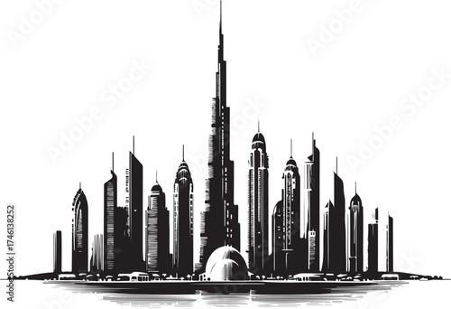 Dubai City Skyline Vector silhouette