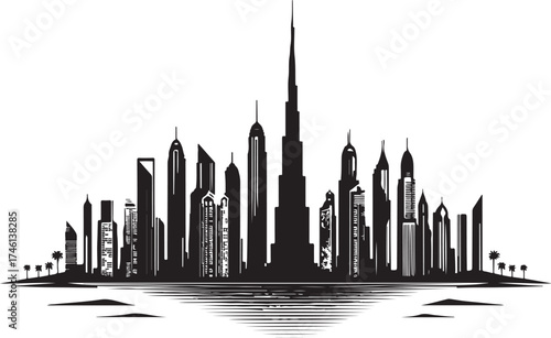 Dubai City Skyline Vector silhouette