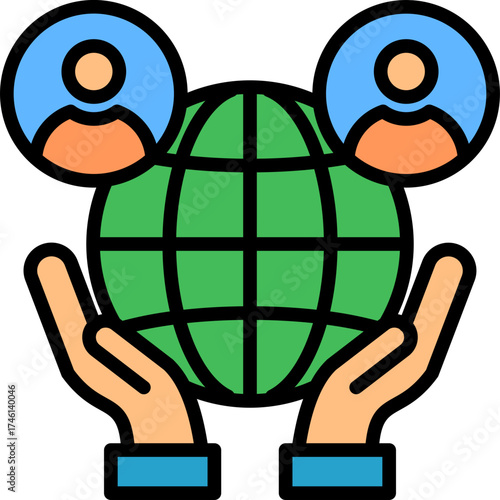 Corporate Responsibility lineal color icon