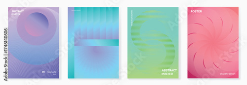 Abstract gradient poster set vector, colorful geometric background design for modern decoration and creative advertising