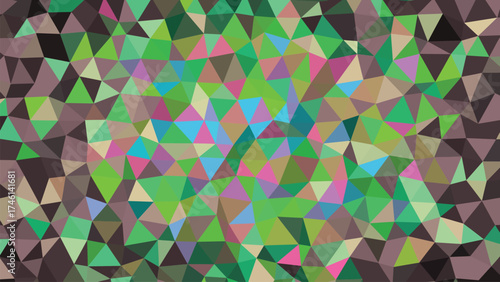 Colorful Geometric Mosaic Background With Triangle Shapes In Shades Of Green And Earth Tones