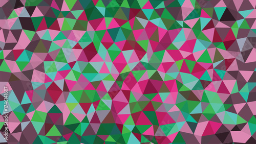 Colorful Geometric Triangle Background With Vibrant Green Pink And Teal Shades Perfect For Modern Design Projects