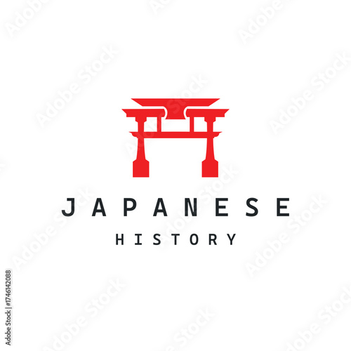 Torii gate logo design simple Japanese historical building with old and modern vintage concept as a symbol illustration template