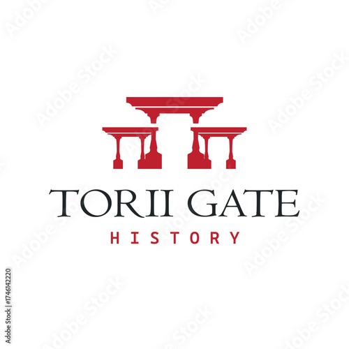 Torii gate logo design simple Japanese historical building with old and modern vintage concept as a symbol illustration template