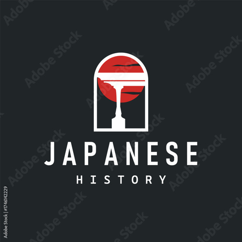 Torii gate logo design simple Japanese historical building with old and modern vintage concept as a symbol illustration template