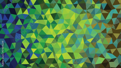 Abstract Geometric Low Poly Background With Blue Green And Yellow Triangle Gradient Design