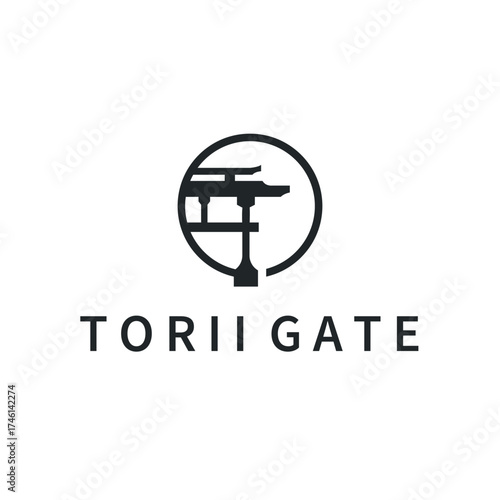 Torii gate logo design simple Japanese historical building with old and modern vintage concept as a symbol illustration template