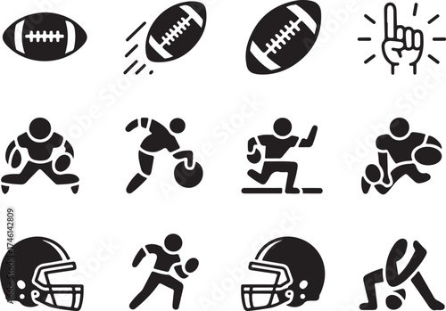 Dynamic American football icons capture action and spirit