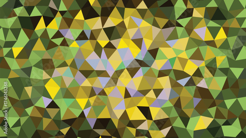 Abstract Geometric Background Design With Triangles In Shades Of Green And Yellow Seamless Pattern
