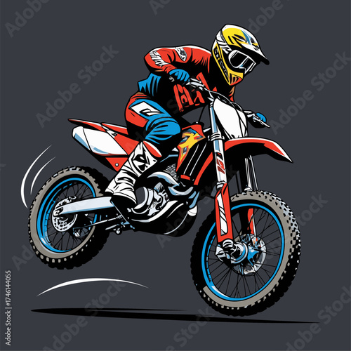 motocross rider vector illustration