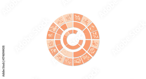 Dynamic circular infographic template with icons representing diverse business concepts and data visualization elements for modern presentations