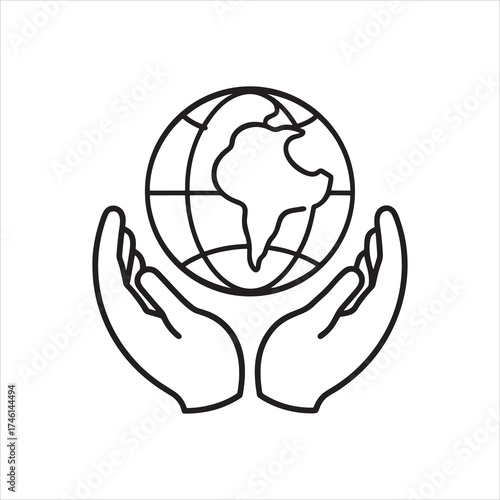 Hands gently cradling a globe representing earth and global protection