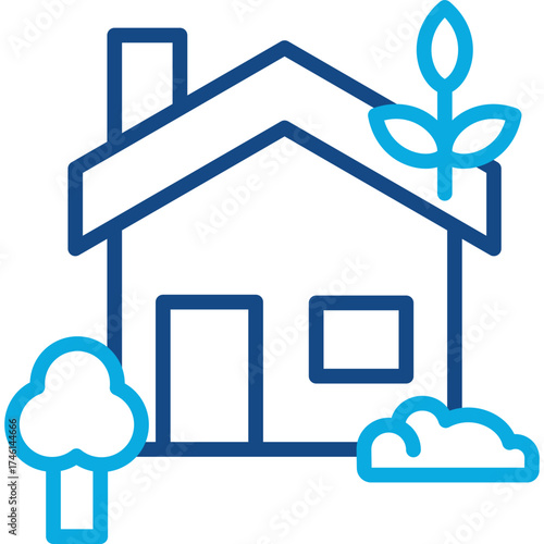 Green Housing line color icon