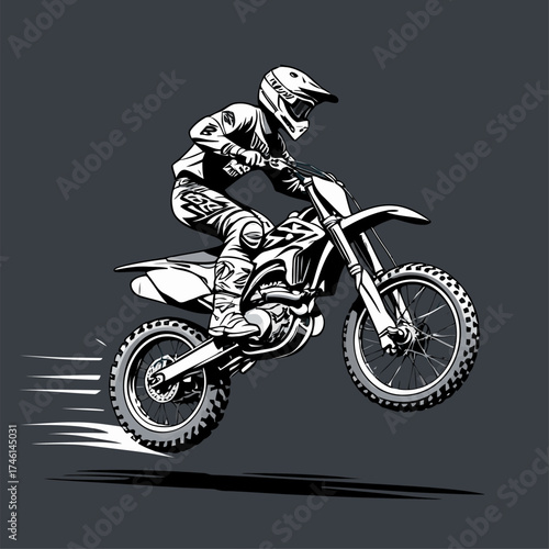 Schilderij op canvas motocross rider vector illustration