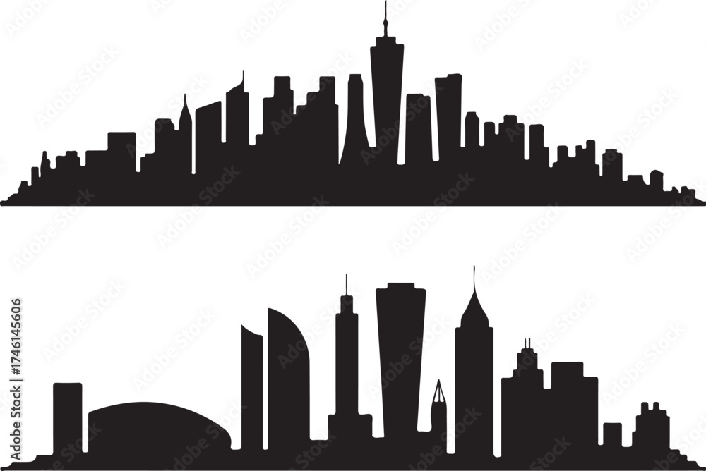 Fototapeta premium Modern city skylines silhouettes for urban design