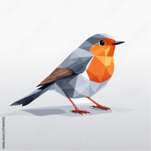 Polygonal robin illustration showcasing digital artwork with geometric design