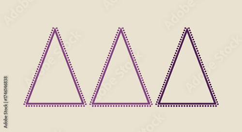 Three Geometric Triangles with Dotted Outline and Subtle Texture.