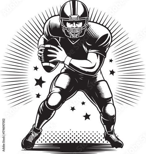 Dynamic football player ready to throw powerful pass